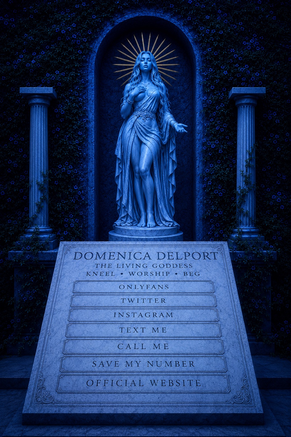 Domenica Delport, the living goddess, marble shrine concept